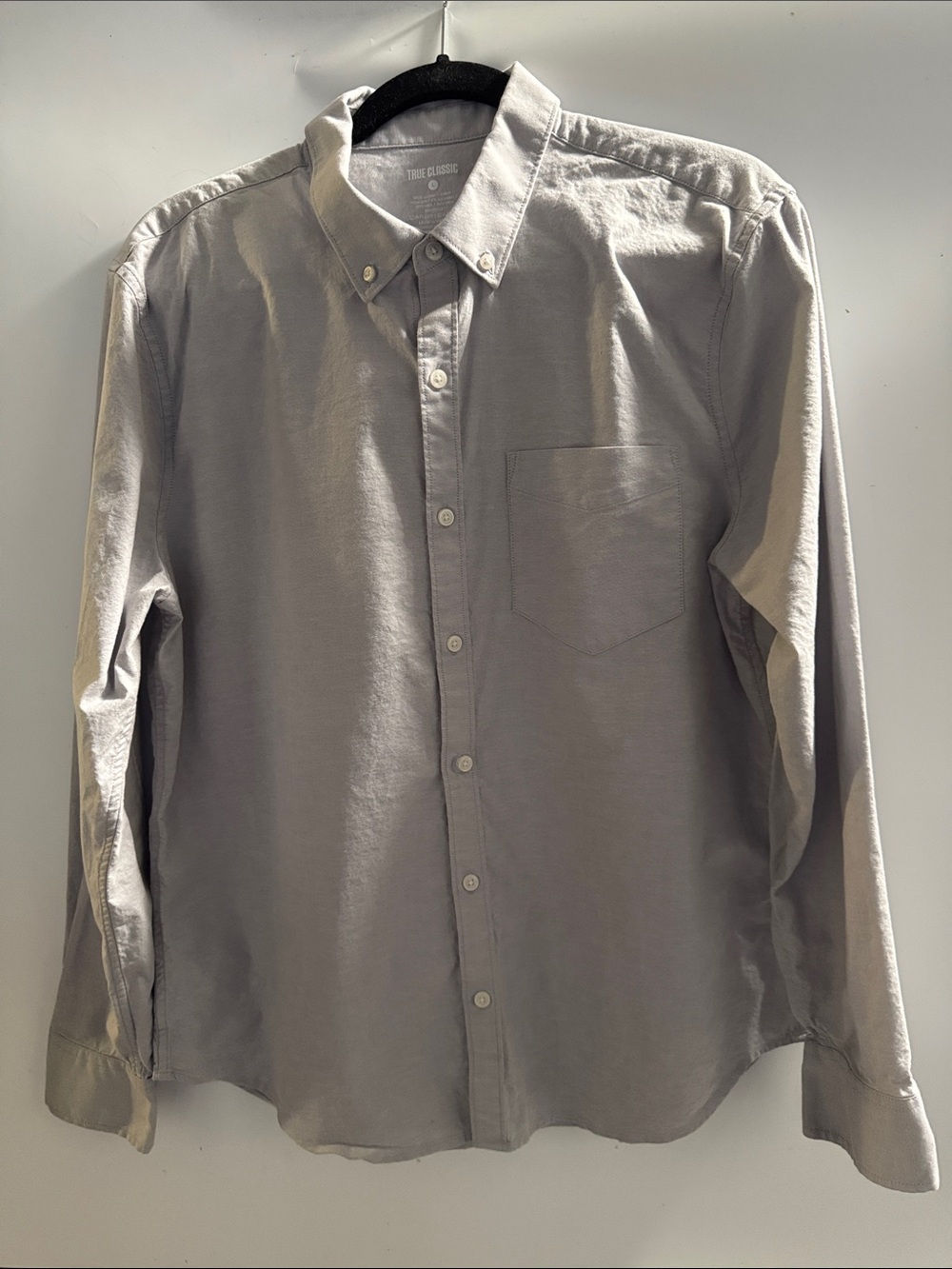 Men's Long-Sleeve Button-Down Shirt in Light Gray